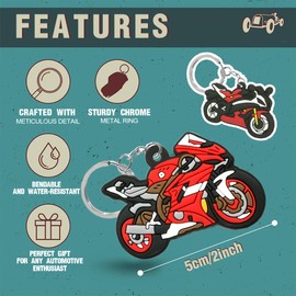 VZUHSW 5 Pieces PVC Mini Motorcycle Keychains Keychain Men Women Car Key Chain 3 Basket Key Chain Best Jewelry Gift