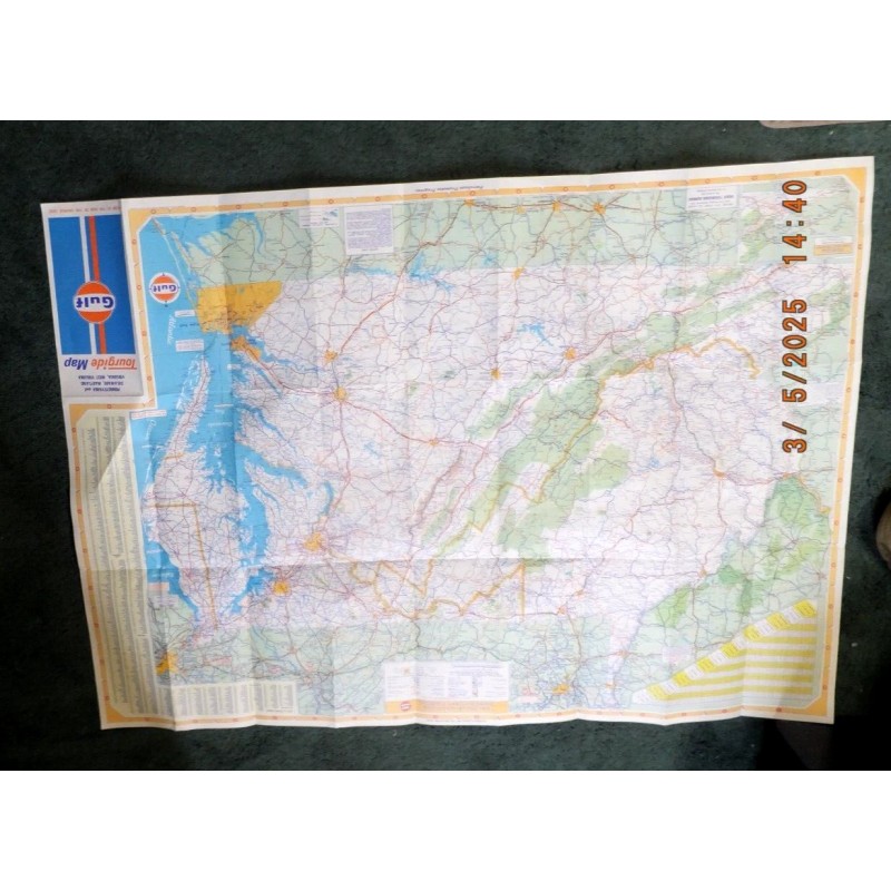 Vntg HIGHWAY ROAD MAP Gulf PA DE MD VA WV