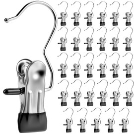 Senbowe 30 Pack Heavy Duty Clothes Pins, Boot Hangers for Closet, Laundry Hook Hanging Clips Clamps for Closet Organizer Pants Hats Socks Towels Clips, Clothespins Hanger for Travel Handbag Legging