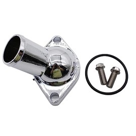 GSKMOTOR 45 Degree Chrome Water Neck Thermostat Housing Fits for Chevy V8 5.7L 350 454 Small Big Block