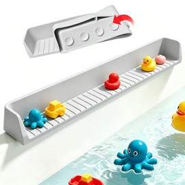 Bathtub Splash Guard with Strong Suction Cups, Silicone Splash Guard for Bathtub, Bath Toys Storage & Organizer Shelf for Kids, Flexible Water Guard for Bathroom Tub Edge and Kitchen Sinks Gray