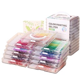 KsopiaVobs 0.6mm Needle Tip Gel Pens with storage box, 99 Color Pen Set for Making Cards, Gel Marker for Adult Coloring Books, Journaling Crafting Doodling Drawing, School Craft Supplies