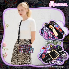 Tokidoki Crossbody Bag Unicorno Phone Bag with Keychain Charm Purse Wallet with Adjustable Strap for Women (Midnight Metropolis)