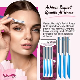 Facial Razor Hair Removal - Dermaplaning Tool Peach Fuzz Remover Trimmer Women Remove Fine Hair Blue Eyebrow Razors Dermaplane Face Shavers Exfoliating Sensitive Skin Travel Essential