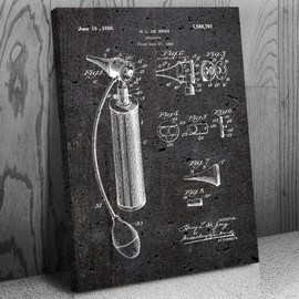 Patent Earth Otoscope Canvas Print, Physician Gift, Waiting Room Art, ENT Gift, Otoscope Blueprint, Medical Student Gift, Doctor Gift Dark Concrete (18 inch x 24 inch)