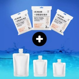 휴대용 수건 타월 여행용 휴대용기set Portable Towel Travel Storage Kit Set [Bottle set + towel]