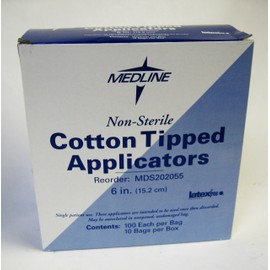 Medline MDS202055 Non-Sterile Cotton Tipped Applicator, 6" (Pack of 10000)