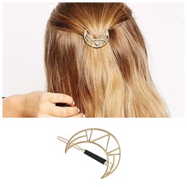 Cimenexe Bohemian Crescent Moon Hair Clip Hollow Moon Hair Barrette Geometric Hair Pin Clips Half Moon Hairpin Gold Moon Headwear Metal Decorative Hair Accessories Jewelry for Women and Girls