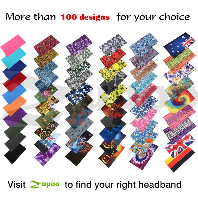 Zupoo Headbands 16-in-1Multifunctional Headband Sports Magic Scarf,Face Sun Mask,Neck Gaiter,Balaclava