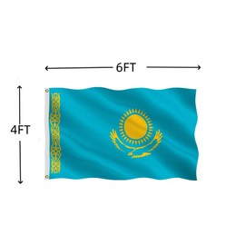 Kazakhstan Flag 4X6 FT, Kazakhstan National Polyester Flags, Double Stitched Republic of Kazakhstan Flags with Brass Grommets and Stronger Header. (4X6)