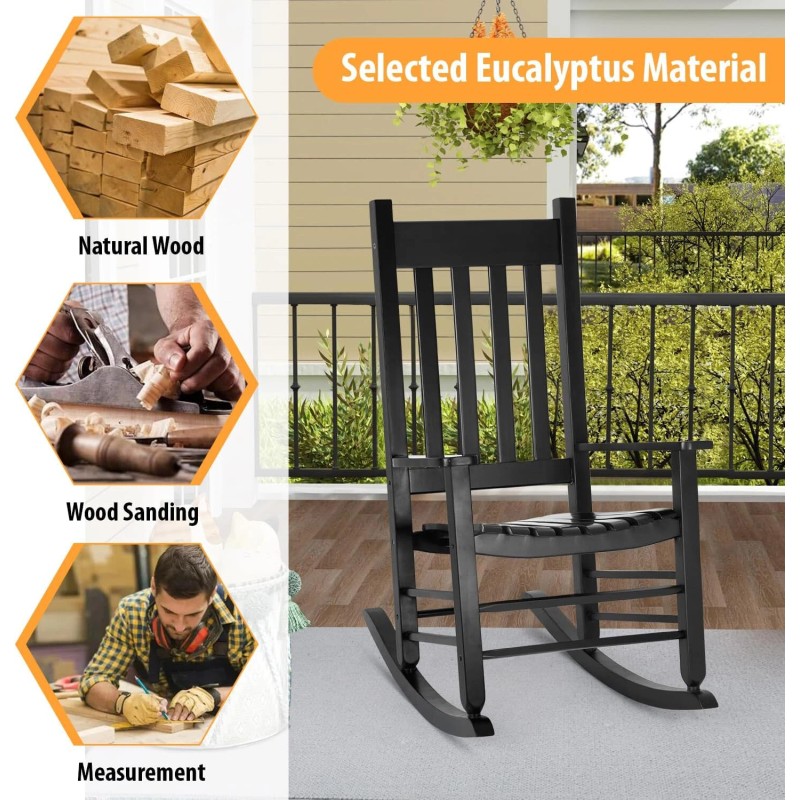 FDW Outdoor Rocking Chair Patio Rocking Chair Porch Rocking W/High