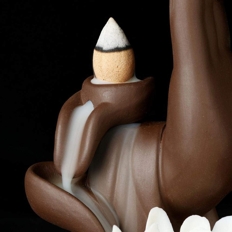 LYUK Lotus Backflow Incense Burner Backflow Incense Holder Ceramic Home