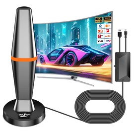 DVBT2 Antenna, Indoor Antenna DVB-T & DVB-T2 Antennas with Amplifier, Long Range and 360° Reception, Indoor Antenna for TVs with Strong Magnetic Base, Suitable for 4K 1080p and All TVs