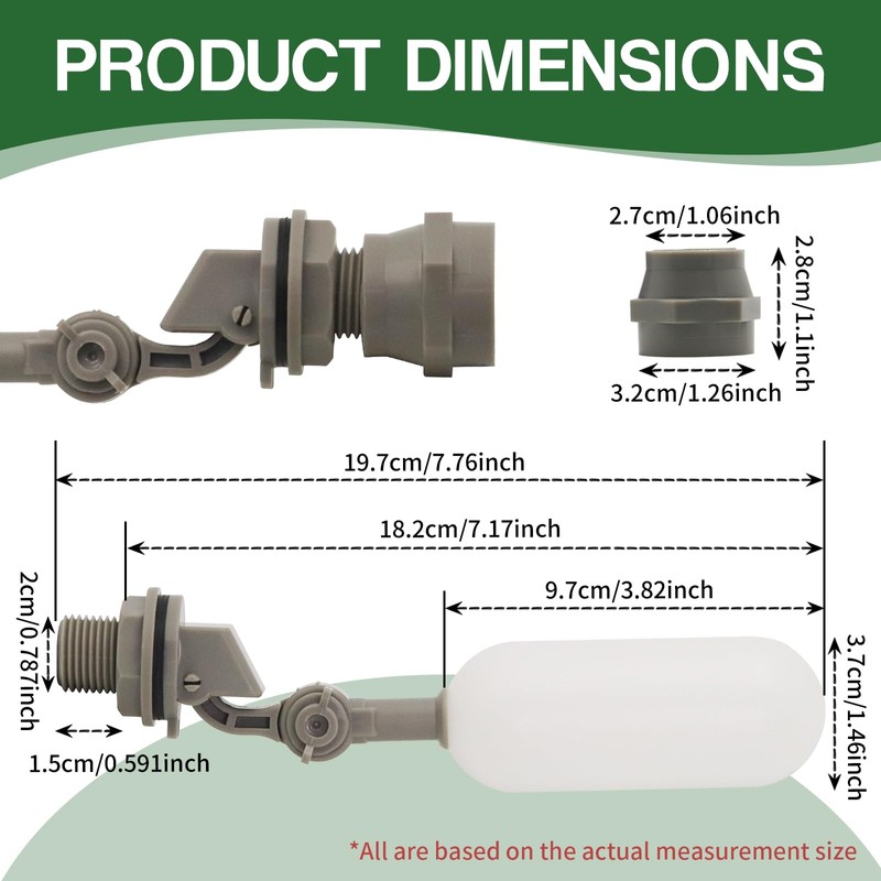 PVC Float Ball Valve，1/2 Inch Plastic Water Float Valve for