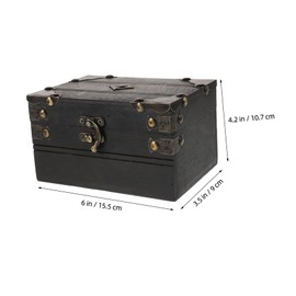 Baluue Vintage Pirate Chest Retro Storage Box with Lock for Jewelry Trinkets Film Props Elegant Decorative Treasure Chest for Home Parties