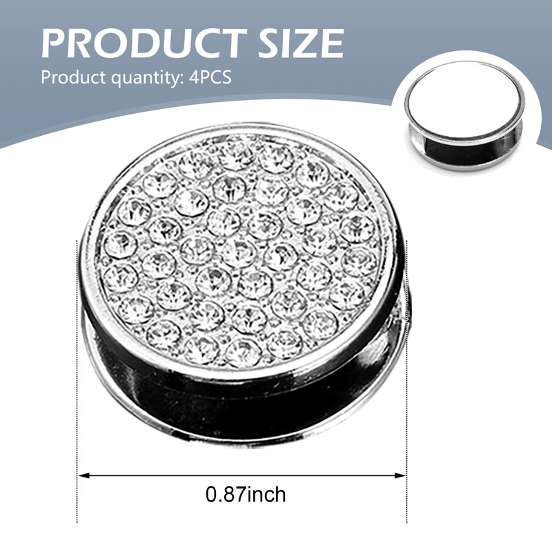 DACIRTY 4 PCS Bling Car Mini Hooks, Rhinestone Encrusted Round