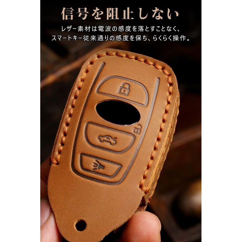 [LETINGFAR] キーケース スバル用 スマートキーケース キーカバー キーホルダー 牛革 3ボタン スバル B4