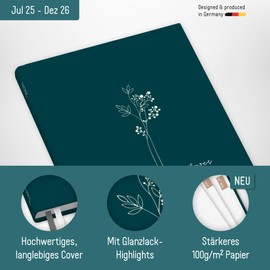 Häfft® Chäff-Timer Classic Calendar 2025/2026 A5 "Little Flower" Book Calendar, Appointment Calendar, Weekly Planner for 18 Months: July 2025 to December 2026 - Sustainable and Climate Friendly