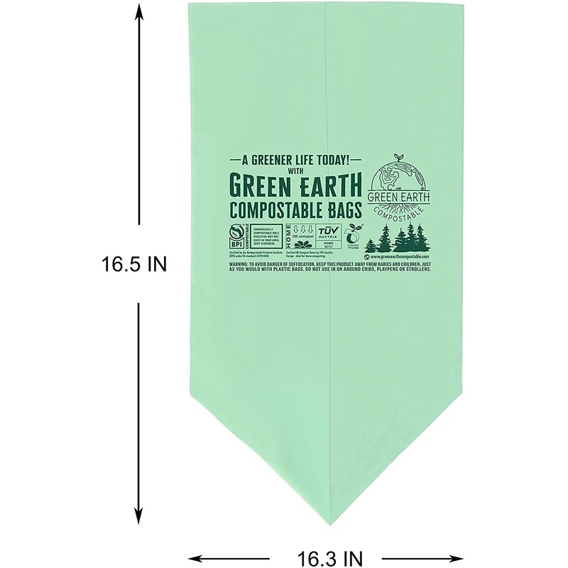 Green Earth Compostable Food Scraps Waste Kitchen Trash Bags, 100-Count, 2.6
