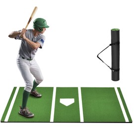 Sturdum Batting Mat, 6 x 4 FT Baseball Softball Hitting Mat for Batting Stance Practice, Batters Box Turf Mats with Home Plate, Non-Slip Baseball Cage Mats for Outdoor Indoor with Carry Strap