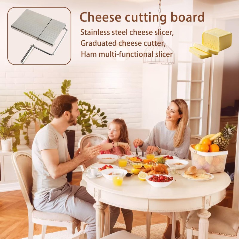 Cheese Slicer with 9 Replacement Wires, Heavy-Duty Stainless Steel Cheese
