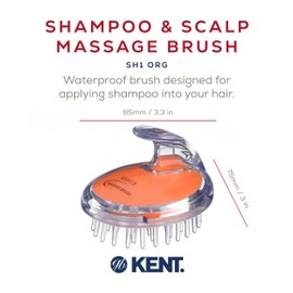 Kent SH1 ORG Scalp Scrubber Hair Brush and Exfoliator for Distributing Shampoo and Conditioner, Shower Massage Tool and Hair Growth Brush with 42 Soft Rubber Bristles