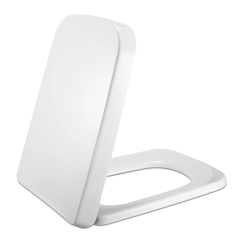 D0100HPC0NY Square Toilet Seat White Plastic Slow Close Quick Release