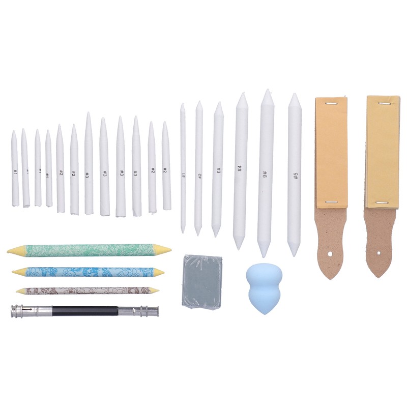26 Pieces Blending Stumps Sandpaper Boards Eraser Sponge Extension Tool