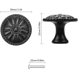 YSDMY 12 Pcs Round Cabinet Door Knobs,30mm Flower Pattern Cupboard Handle,Drawer Knobs with Screws,Mushroom Drawer Pull Handle for Cupboard Drawer Wardrobe Handles