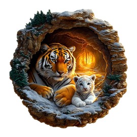 Wooden Puzzle for Adults and Children, Puzzle 200 Pieces, Circular Unique Puzzle, Wooden Puzzle 3D Tiger Family-2, Wooden Puzzle for Family Game and Gift for Couples