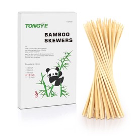 [100 PCS] 10 inch Bamboo Skewers, Premium Wooden Skewers without Splinters, Skewers for Grilling, BBQ, Appetizer, Fruit Kabobs, Chocolate Fountain, Cocktail Toothpicks, and Food Skewer Sticks.