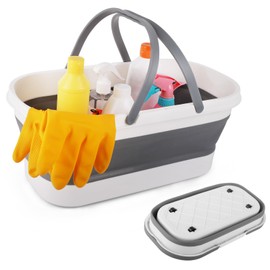 12L Collapsible Mop Bucket with Wheels, Folding Car Wash Bucket for Cleaning Supplies Mopping, Plastic Buckets with Handle Laundry Wash Basin Tub Water Pail for Fishing Camping RV Dorm Room Essentials