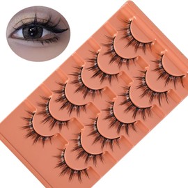 Fox Eye Lashes, Natural Wispy Lashes, Cat Eye Lashes, False Eyelashes, 3D Cat Eye Lashes, Natural Look False Eyelashes, Soft Fluffy Lashes, Fake Eyelashes, Short Eyelashes(7 Pairs)