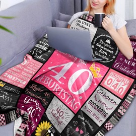 Keyck 40th Birthday Women, 40th Birthday Women, Gifts for 40th Birthday Woman, Birthday Gift for Women 40, 40th Birthday Women Gift, Funny Birthday Decoration Cuddly Blanket 150 x 130 cm