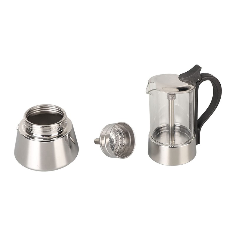 Stovetop Espresso Maker,Coffee Moka Pot,Crystal Glass Top Stainless Steel Stovetop
