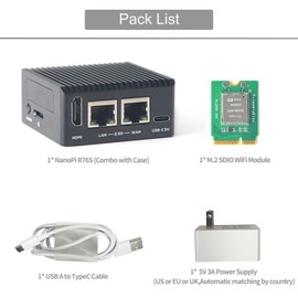 youyeetoo FriendlyElec NanoPi R76S Router Development Board RK3576 8-Core 2.2GHz 2x 2.5G Ethernet 6 Tops NPU M.2 Slot & USB 3.2 IoT/Linux/Android (4GB RAM - 32GB eMMC, with WiFi and Power Supply)