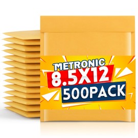 Metronic Kraft Bubble Mailers 8.5X12 Inch Yellow 500 Pack, Waterproof Padded Envelopes,Self-Seal Bubble Mailers Cushioning Bubble Envelopes for Shipping,Jewelry Makeup Supplies, Packaging Bulk