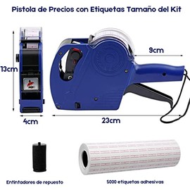 YOU ER MEI Etiquetadora Marca Precios con Cartuchos de Tinta 10 Hojas de Etiquetas de Precios para Oficina Tienda Minorista Tienda de Comestibles