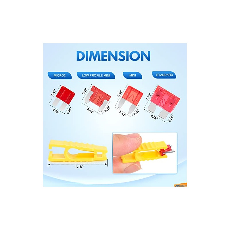 Nilight Kit Surtido de 372 Fusibles para Auto, Estándar, Mini