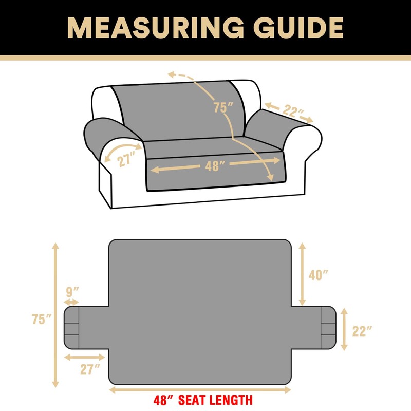 PrinceDeco Loveseat Covers for 2 Cushion Couch Waterproof Sofa Covers
