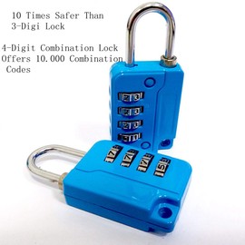 ZPLIUST - 4 Digit Combinations Padlock The Safe Cipher Lock, for Gym Outdoor & School Employee Locker, Toolbox, Fence, Hasp Cabinet, Resettable Combo Locks (Black 5 Pack) (Blue 5 Pack)