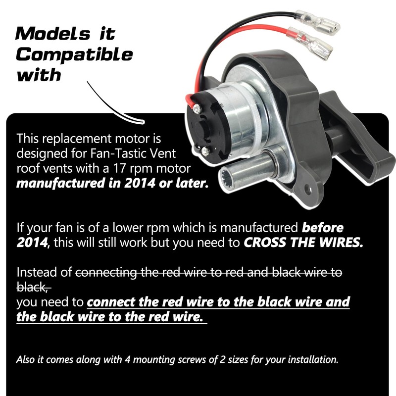 ZNTVW RV Fan Vent K6010-81 17 RPM Lift Motor B
