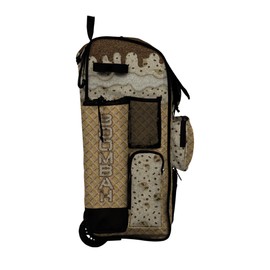 Boombah Rolling Superpack Baseball/Softball Gear Bag - Telescopic Handle - Holds 4 Bats - Wheeled Version - Ice Cream Cookie Dough Glitter Gold/Brown/Flesh