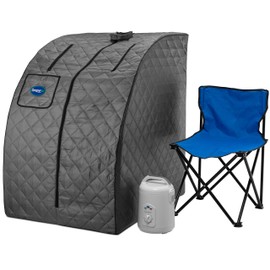 Durasage Lightweight Portable Personal Steam Sauna Spa - 800W Steam Generator, 60-Min Timer, Zippered Access, Single Front Pocket, Foldable Frame & Chair - Indoor Use, at-Home Relaxation Kit