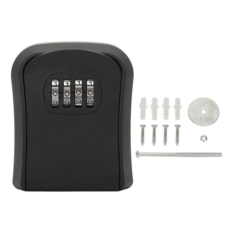 LiebeWH Outdoor Lock Box for House Keys, 4-Digit Combination, Black,