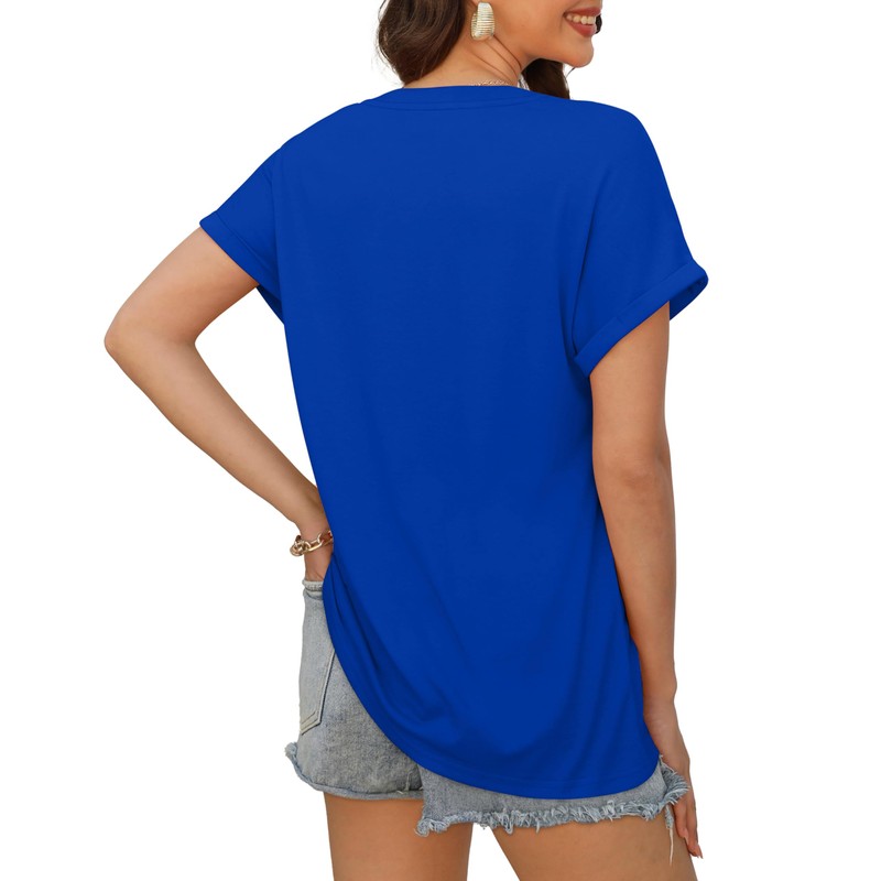 XIEERDUO Womens T Shirts Plus Size Summer Fashion Royal Blue