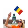 25 Packs Small Romania Flags on Handheld Stick，Miniature Romanian Flag