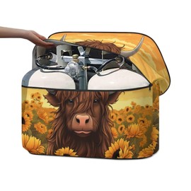 Uourmeti Sunflower Highland Cow Camper Propane Tank Cover Double 30lb Weather Resistant Gas Cylinder Cover Heavy Duty RV Propane Tank Cover for Travel Trailer Accessories