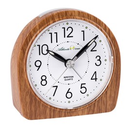 Atlanta Umweltfreundlicher Wecker ohne Ticken Holz Optik Braun - 2507-23