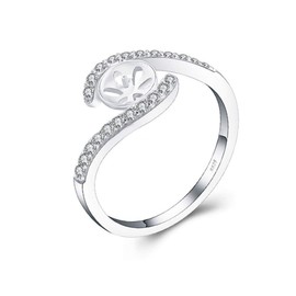 LGSY 925 Sterling Silver Infinity Love Cubic Zirconia Engagement Rings Mounting for Women DIY Jewelry Making